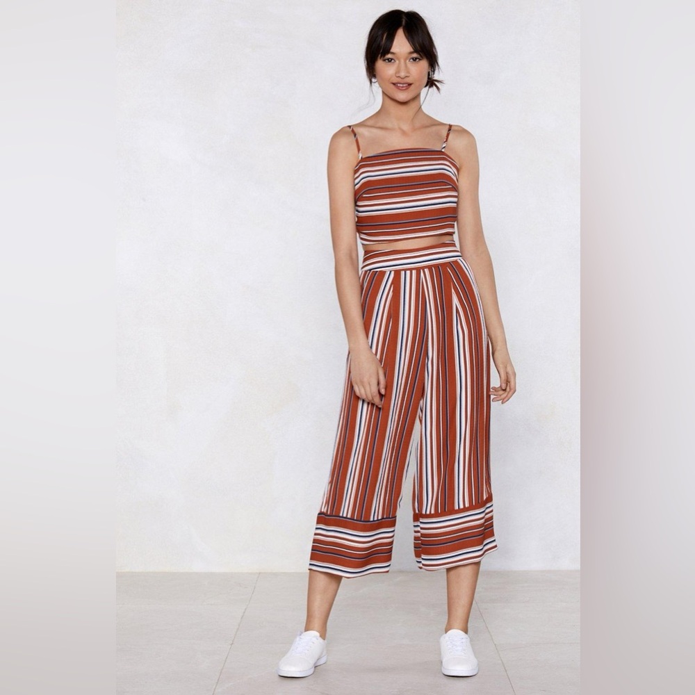 Nasty Gal It's Your Line Crop Top And Culotte Pants Set
